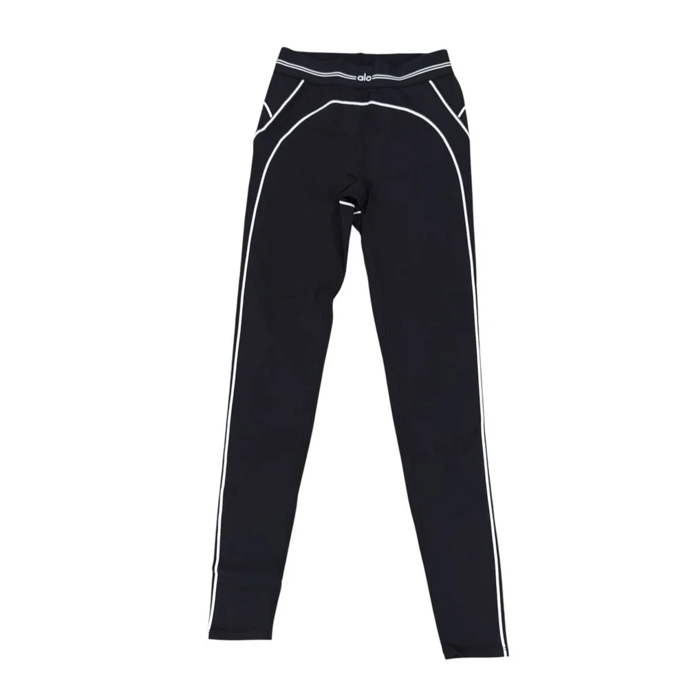 Alo Yoga Women's Size Small Black/White Airbrush High Waist Heart Throb Leggings